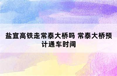 盐宜高铁走常泰大桥吗 常泰大桥预计通车时间